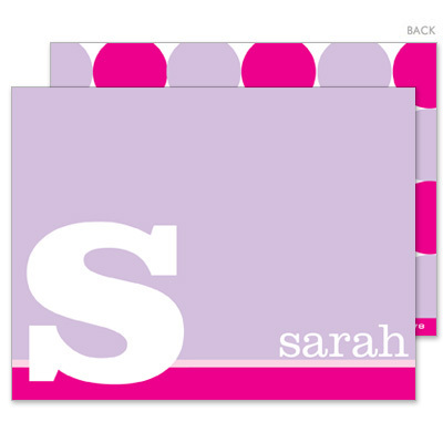 Lavender and Hot Pink Initial Flat Note Cards